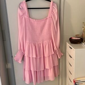 Pink Ruffled Mini Dress